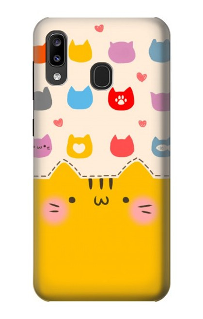 S2442 Chat mignon drôle Dessin animé Etui Coque Housse pour Samsung Galaxy A20, Galaxy A30