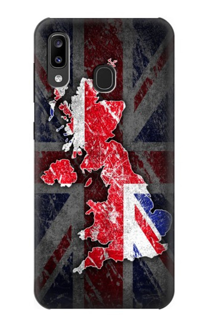 S2936 Royaume-Uni Drapeau britannique Carte Etui Coque Housse pour Samsung Galaxy A20, Galaxy A30