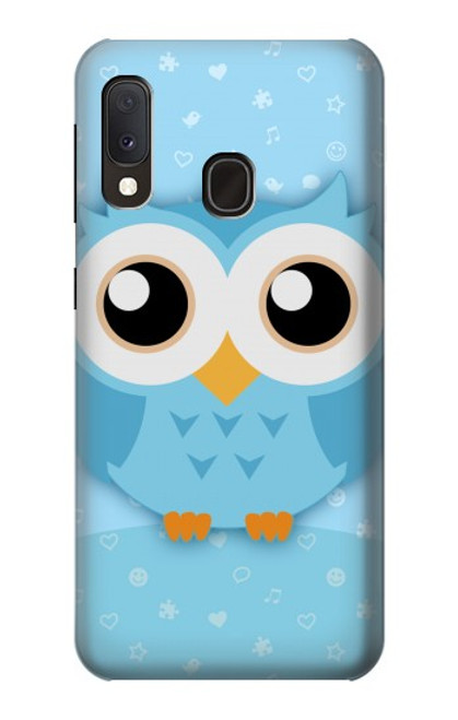 S3029 Bleu mignon Chouette Etui Coque Housse pour Samsung Galaxy A20e