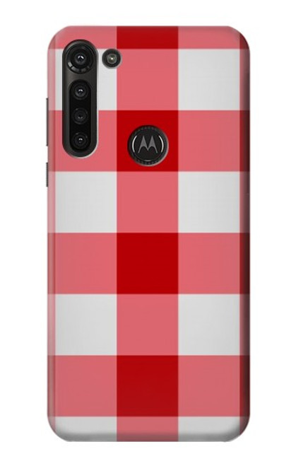 S3535 Rouge vichy Etui Coque Housse pour Motorola Moto G8 Power