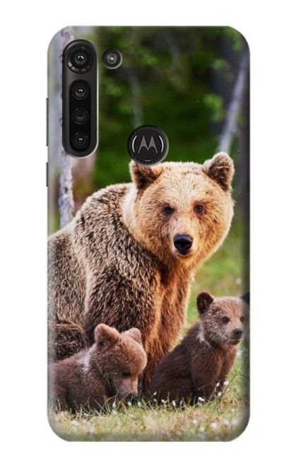 S3558 Famille d'ours Etui Coque Housse pour Motorola Moto G8 Power