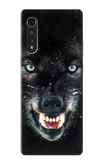 S2823 Noir Loup Bleu Yeux Visage Etui Coque Housse pour LG Velvet