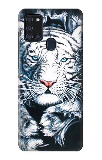 S0265 Tigre blanc Etui Coque Housse pour Samsung Galaxy A21s
