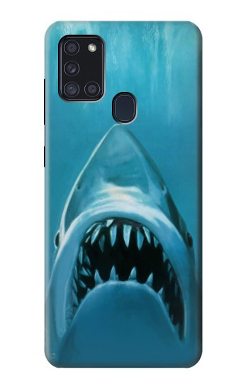 S0830 Requin blanc Etui Coque Housse pour Samsung Galaxy A21s