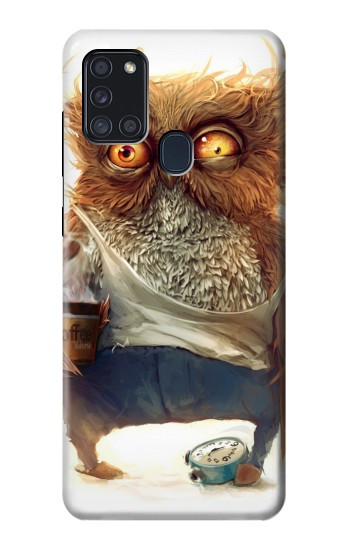 S1133 Réveillez-vous Chouette Etui Coque Housse pour Samsung Galaxy A21s