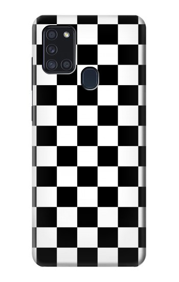 S1611 Échiquier Damier Noir Blanc Etui Coque Housse pour Samsung Galaxy A21s