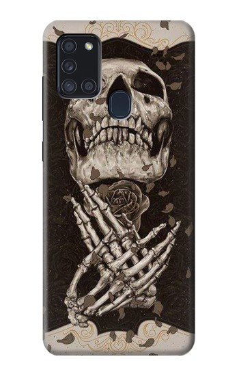 S1676 crâne Rose Etui Coque Housse pour Samsung Galaxy A21s