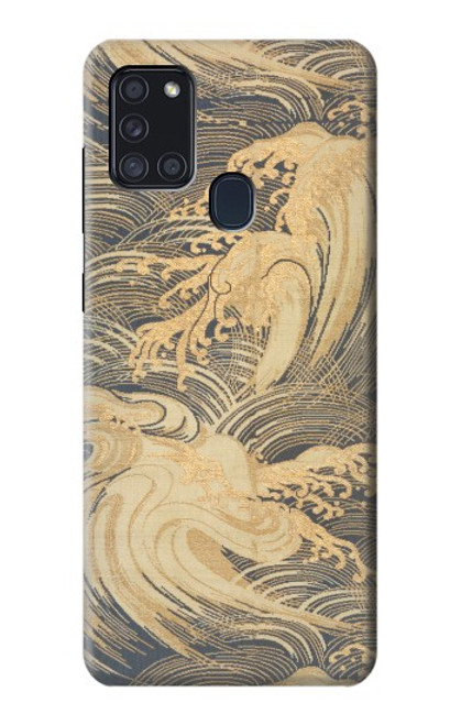 S2680 Japon Art Obi avec des vagues stylisées Etui Coque Housse pour Samsung Galaxy A21s