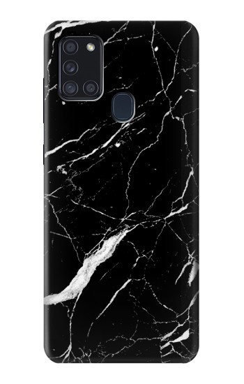 S2895 Noir Marbre imprimé graphique Etui Coque Housse pour Samsung Galaxy A21s