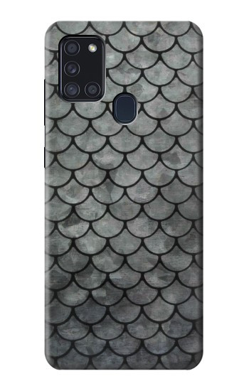 S2950 Echelle Argent Poisson Etui Coque Housse pour Samsung Galaxy A21s