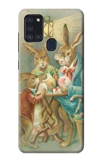 S3164 Famille Lapin de Pâques Etui Coque Housse pour Samsung Galaxy A21s