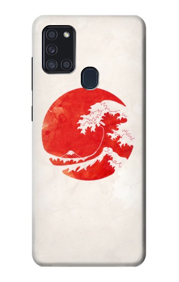 S3237 Waves Japon Drapeau Etui Coque Housse pour Samsung Galaxy A21s