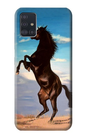 S0934 Sauvage Black Horse Etui Coque Housse pour Samsung Galaxy A51 5G
