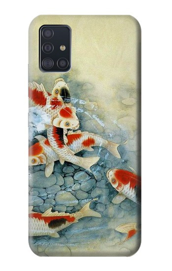 S1654 Carpe Koï poisson Peinture Art Etui Coque Housse pour Samsung Galaxy A51 5G