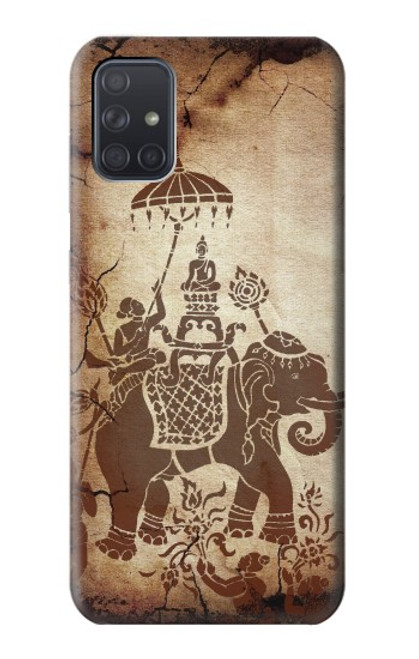 S2102 Art de la peinture thaïlandaise Bouddha sur Elephant Etui Coque Housse pour Samsung Galaxy A71 5G