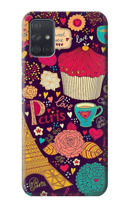 S2353 Paris Dessin Motif de Millésime Etui Coque Housse pour Samsung Galaxy A71 5G