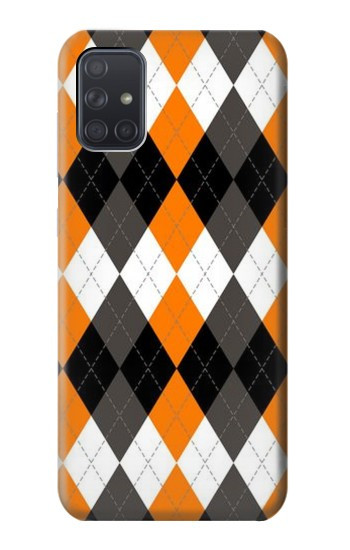 S3421 Noir Orange Blanc Argyle Plaid Etui Coque Housse pour Samsung Galaxy A71 5G