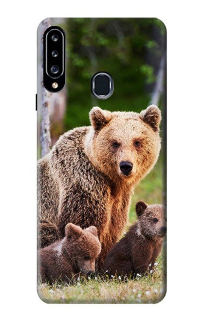 S3558 Famille d'ours Etui Coque Housse pour Samsung Galaxy A20s