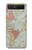 S3418 Carte du monde millésimé Etui Coque Housse pour Samsung Galaxy Z Flip 5G