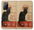 S2739 Chat Noir Noir Chat Millésime Etui Coque Housse pour Samsung Galaxy Note 20 Ultra, Ultra 5G