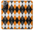 S3421 Noir Orange Blanc Argyle Plaid Etui Coque Housse pour Samsung Galaxy Note 20 Ultra, Ultra 5G