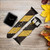 CA0250 Yellow and Black Line Hazard Striped Leather & Silicone Smart Watch Band Strap For Apple Watch iWatch