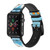 CA0544 Cute Blue Owl Leather & Silicone Smart Watch Band Strap For Apple Watch iWatch
