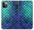S3047 Vert Sirène écailles de poisson Etui Coque Housse pour iPhone 12, iPhone 12 Pro