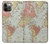 S3418 Carte du monde millésimé Etui Coque Housse pour iPhone 12, iPhone 12 Pro