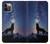 S3555 Loup Hurlant Million étoiles Etui Coque Housse pour iPhone 12, iPhone 12 Pro