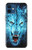 S0752 Feu bleu Loup Etui Coque Housse pour iPhone 12 mini
