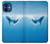S0843 Baleine bleue Etui Coque Housse pour iPhone 12 mini