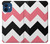 S1849 Rose Noir Chevron Zigzag Etui Coque Housse pour iPhone 12 mini