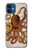S2801 millésimé Poulpe Etui Coque Housse pour iPhone 12 mini