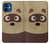 S2825 Mignon raton laveur animé Dessin Etui Coque Housse pour iPhone 12 mini
