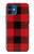 S2931 Rouge Buffle motif de vérification Etui Coque Housse pour iPhone 12 mini