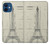 S3474 Dessin Architectural Eiffel Etui Coque Housse pour iPhone 12 mini