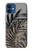 S3692 Feuilles de palmier gris noir Etui Coque Housse pour iPhone 12 mini