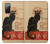 S2739 Chat Noir Noir Chat Millésime Etui Coque Housse pour Samsung Galaxy S20 FE