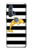 S2882 Noir et blanc rayé Dauphin d'or Etui Coque Housse pour Motorola Edge+