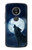 S3693 Pleine lune du loup blanc sinistre Etui Coque Housse pour Motorola Moto E5 Plus