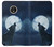 S3693 Pleine lune du loup blanc sinistre Etui Coque Housse pour Motorola Moto E4