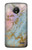 S3717 Imprimé graphique en marbre bleu pastel or rose Etui Coque Housse pour Motorola Moto E4