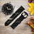 CA0490 Noir Marbre imprimé graphique Bracelet de montre intelligente en cuir et silicone pour Wristwatch Smartwatch