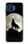 S1981 Loup hurlant à la lune Etui Coque Housse pour Motorola One 5G