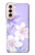 S2361 Fleurs blanches Violet Etui Coque Housse pour Samsung Galaxy S21 5G