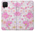 S3036 Flore de fleur rose douce Etui Coque Housse pour Samsung Galaxy A12