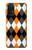 S3421 Noir Orange Blanc Argyle Plaid Etui Coque Housse pour Samsung Galaxy A32 5G
