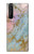 S3717 Imprimé graphique en marbre bleu pastel or rose Etui Coque Housse pour Sony Xperia 1 III