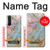 S3717 Imprimé graphique en marbre bleu pastel or rose Etui Coque Housse pour Sony Xperia 1 III